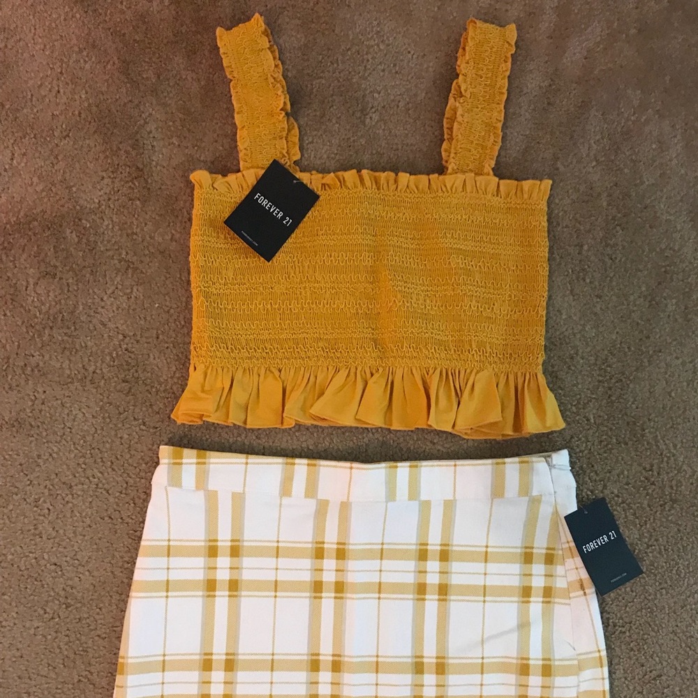 Yellow smocked crop top